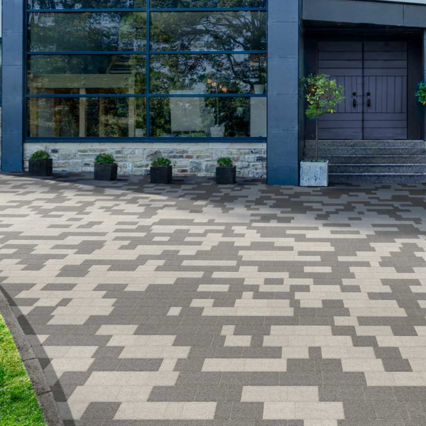 Marshalls Modal X Textured Light Granite paving installed in a contemporary outdoor area