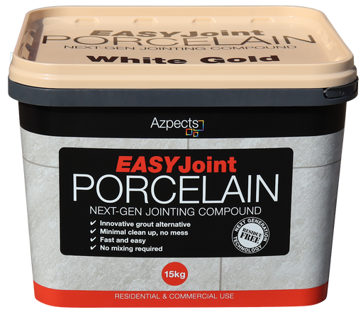 Container of Azpects EASYJoint Porcelain jointing compound with branding and product details.