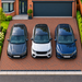 Brindle block paved three-car driveway laid in a 90-degree herringbone pattern