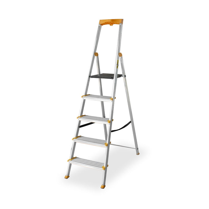 Drabest MAX aluminium wide step ladder with integrated tool tray
