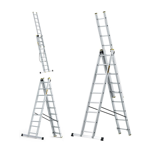 Drabest PRO 3-section aluminium extension ladder