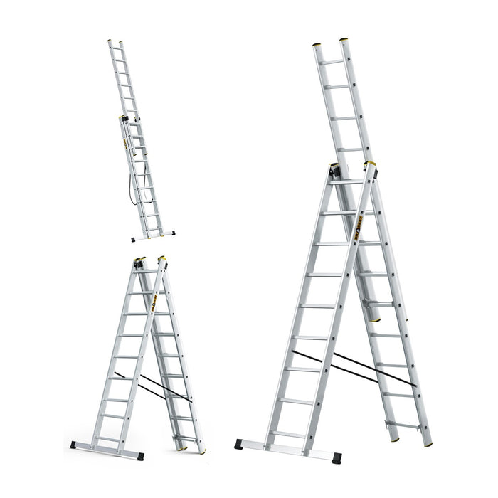 Drabest PRO 3-section aluminium extension ladder