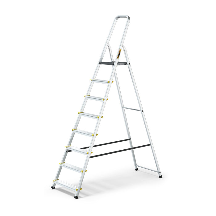 Drabest PRO aluminium step ladder in taller 8-step configuration