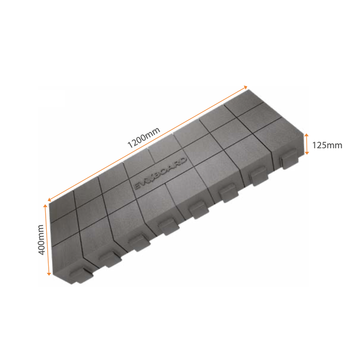 EvoBoard insulated loft storage panel measuring 1200mm × 400mm × 125mm