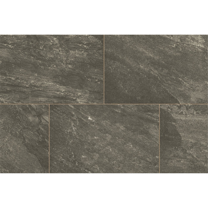 Marshalls Juno Anthracite porcelain paving swatch showing dark stone-effect slab texture and joint lines