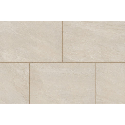 Marshalls Juno Ivory porcelain paving swatch showing light stone-effect slab texture and joint lines
