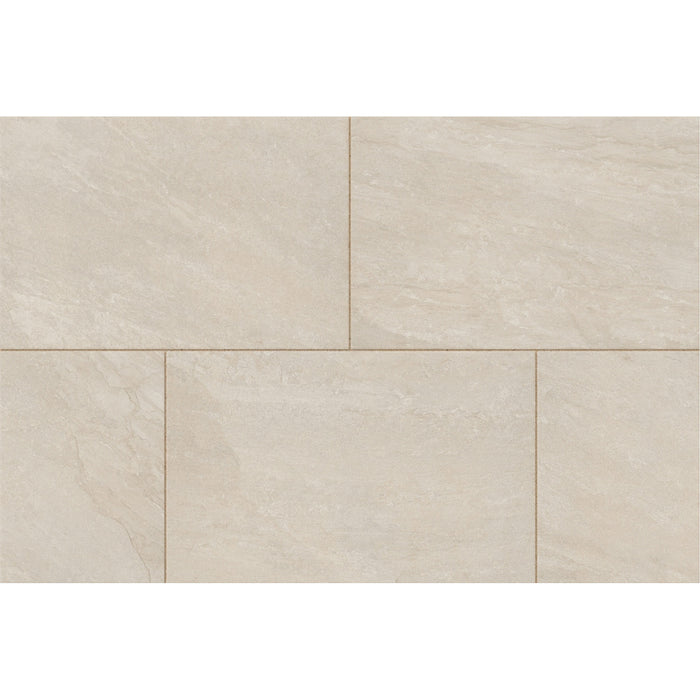 Marshalls Juno Ivory porcelain paving swatch showing light stone-effect slab texture and joint lines
