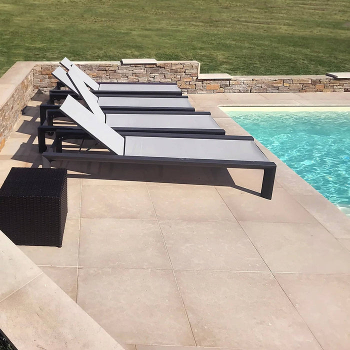 Paveworld Acid Wash Sinai Pearl limestone paving around swimming pool