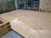 Paveworld Acid Wash Sinai Pearl tumbled limestone paving in warm beige natural tones