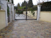 Autumn Brown sandstone cobbles setts installed on a driveway