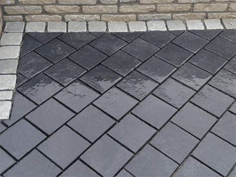 Paveworld Black Lime natural limestone cobbles setts