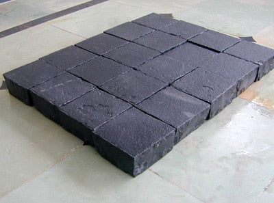 Black Lime limestone driveway cobbles in 100 x 100mm and 200 x 100mm sizes