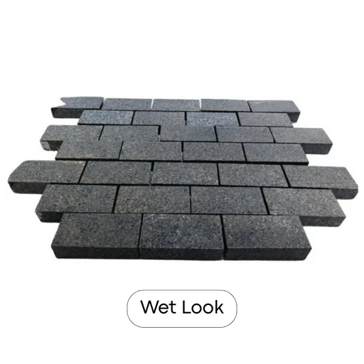 Paveworld Black Pearl flamed textured granite block setts