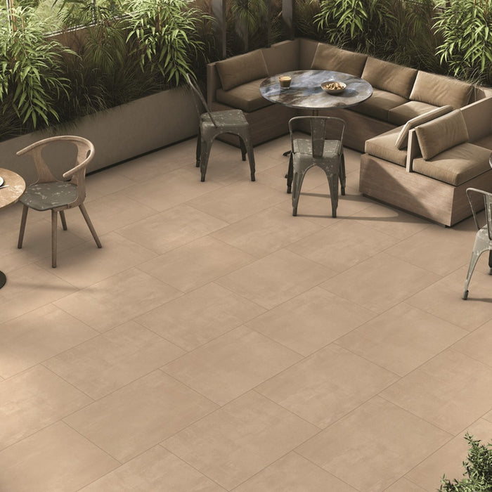 Paveworld Cemento Sand genuine manufacturer product image showing the exact vitrified porcelain paving