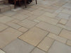 Paveworld Chivas Golden Sand sandstone slabs showing honey buff colour variation