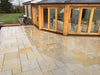 Paveworld Chivas Santa Fee smooth sandstone paving installed patio