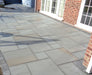 Paveworld Chivas Silver Dune smooth grey sandstone paving installed patio