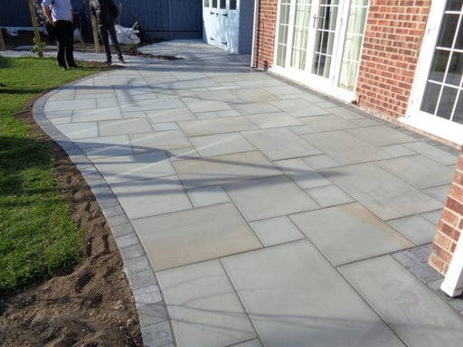 Paveworld Chivas Silver Dune sandstone paving showing grey colour variation