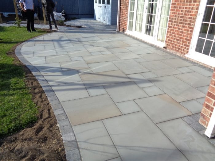 Paveworld Chivas Silver Dune sandstone paving showing grey colour variation