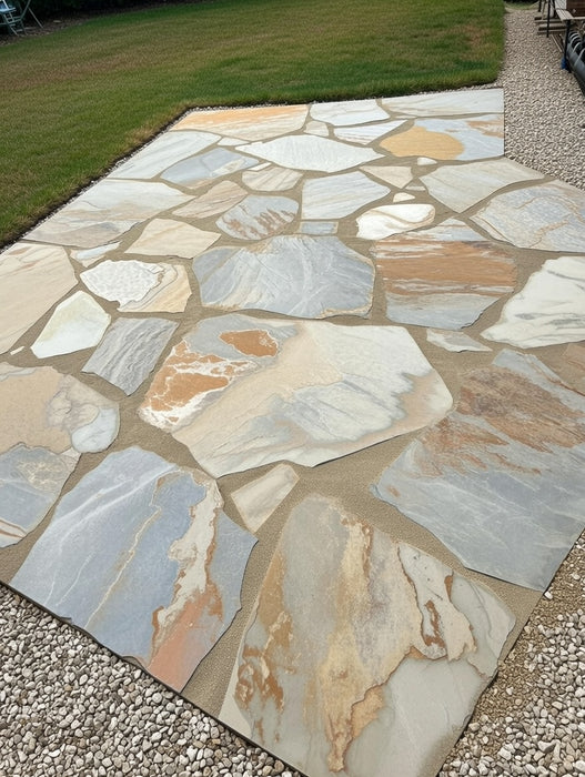 Paveworld Rustic Gold crazy paving showing natural colour and texture