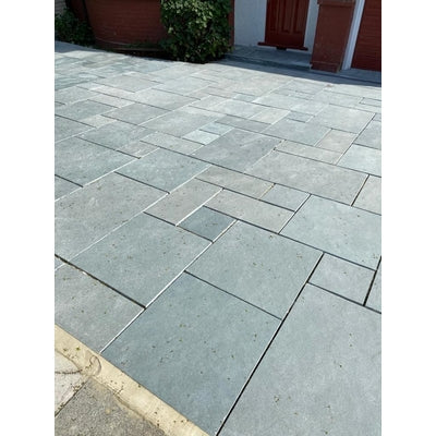 Paveworld Kotah Blue 22mm calibrated limestone paving showing blue grey natural stone tones