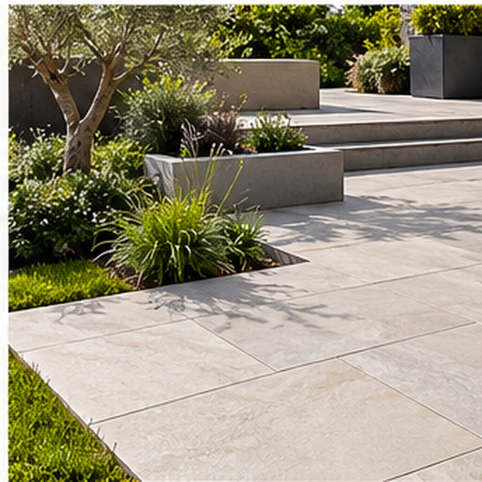 Paveworld Lake Eramosa vitrified porcelain paving 900 x 600mm installed patio