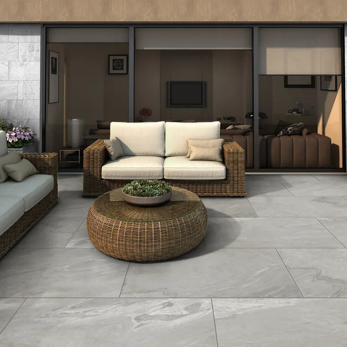 Paveworld Lake Grigio genuine manufacturer product image showing the exact vitrified porcelain paving