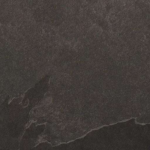 Close-up of Paveworld Lake Mustang Black vitrified porcelain paving showing the dark stone-effect surface texture