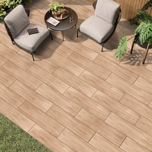 Lake Oakwood Brown 1200 x 295mm vitrified porcelain plank paving
