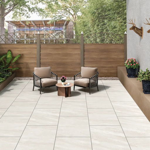 Paveworld Lake Quartz White genuine manufacturer product image showing the exact vitrified porcelain paving