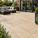 Paveworld Lake Sand vitrified porcelain paving 900 x 600mm installed patio