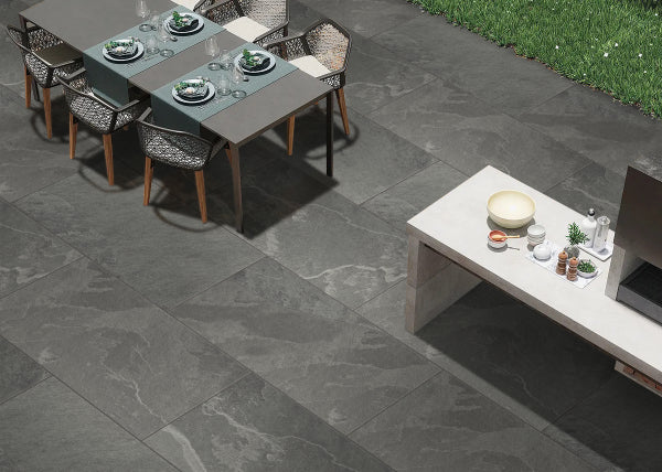 Paveworld Lake Slate Anthracite porcelain plank paving