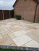 Paveworld Misty Caramel Buff sandstone paving installed patio