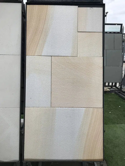 Paveworld Misty York Swirl sandstone paving showing natural swirl pattern