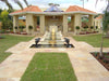 Paveworld Modak Rose sandstone paving installed garden feature