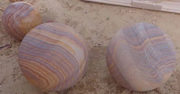 Paveworld Trio Set Rainbow natural sandstone spheres 600mm 400mm and 300mm