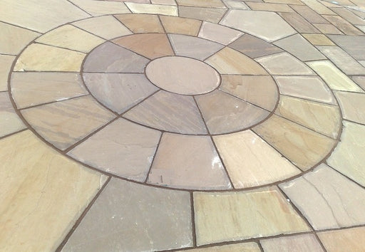 Paveworld Raj Green sandstone circle paving natural colour variation