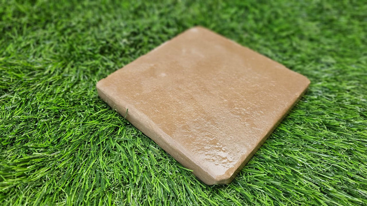 Raj Green textured and tumbled natural sandstone driveway setts by Paveworld