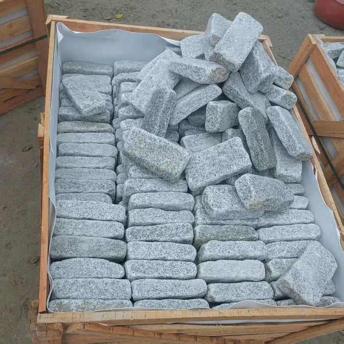 Silver Grey Granite natural stone cobbles setts 40mm by Paveworld