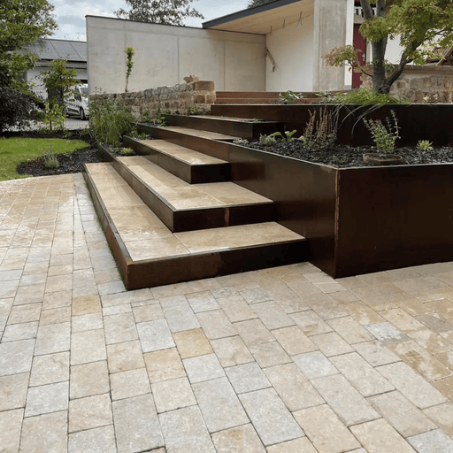 Paveworld Sinai Pearl limestone block paving driveway cobbles