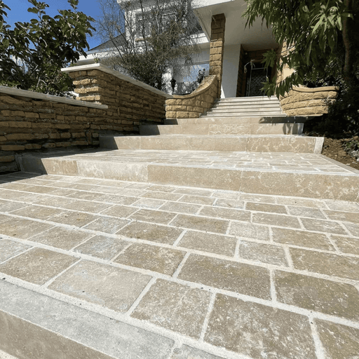 Paveworld Sinai Pearl 200 x 100mm limestone driveway cobbles