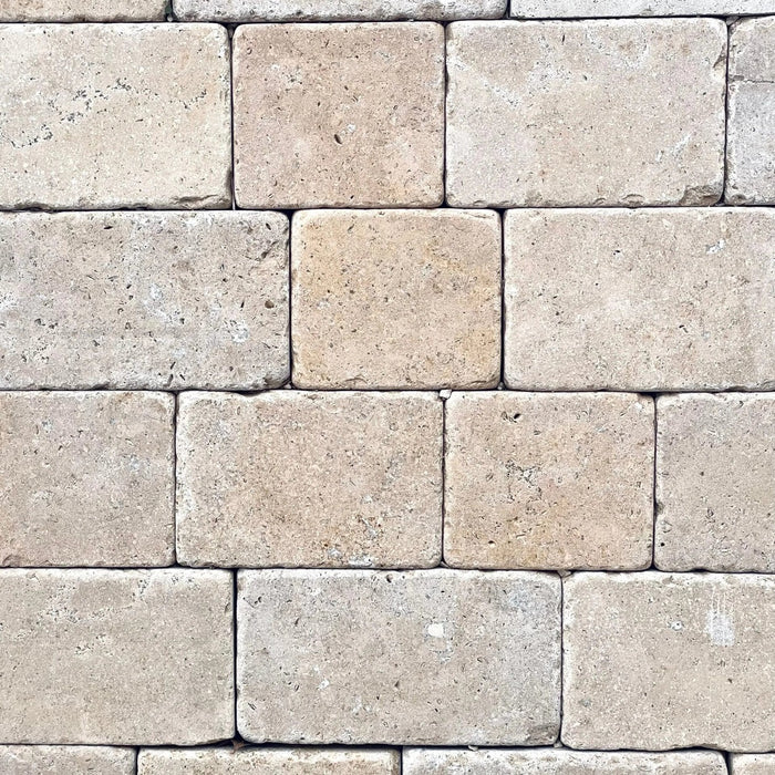 Sinai Pearl tumbled limestone block paving by Paveworld