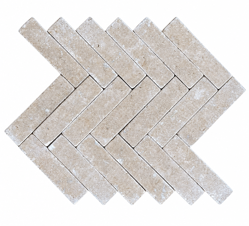 Paveworld Sinai Pearl 200 x 50mm limestone herringbone paving cobbles
