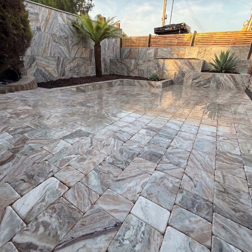 Paveworld Toronto Brown 40mm tumbled sandstone block paving