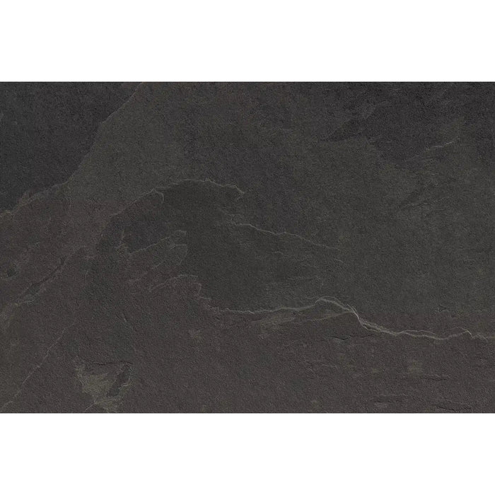 Detailed view of Slate Anthracite porcelain paving with natural stone-effect markings